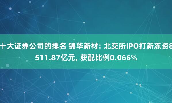 十大证券公司的排名 锦华新材: 北交所IPO打新冻资8511.87亿元, 获配比例0.066%